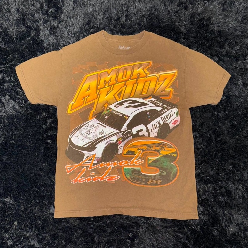 AMOK KIDZ brown nascar tee Sz L Men’s